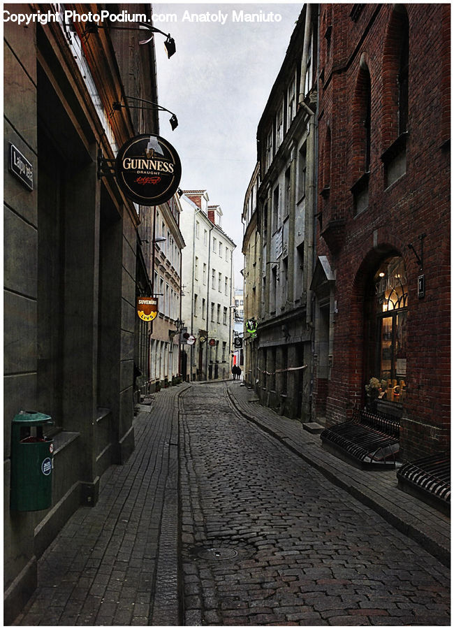 Luggage, Suitcase, Alley, Alleyway, Road, Street, Town