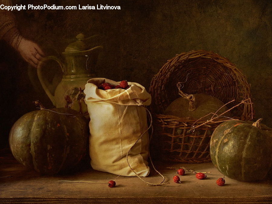 Art, Painting, Still Life, Garlic, Plant, Bowl, Beverage