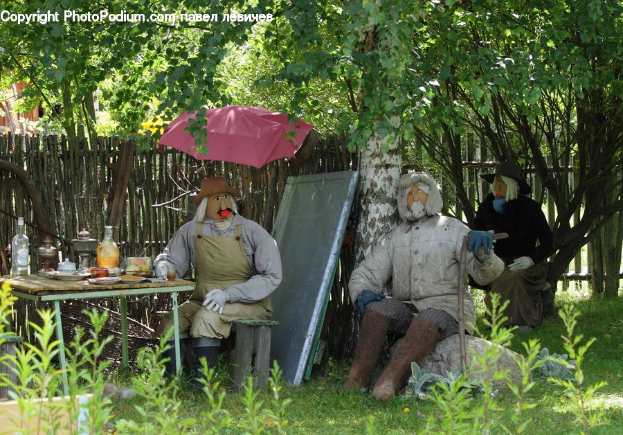 People, Person, Human, Scarecrow, Plant, Potted Plant, Forest