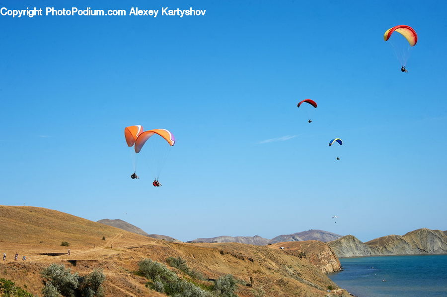 Adventure, Flight, Gliding, Promontory, Parachute, Flying, Beach