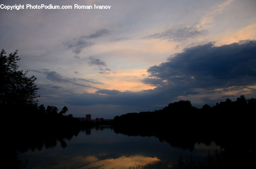 Dawn, Dusk, Red Sky, Sky, Sunrise, Sunset, Lagoon