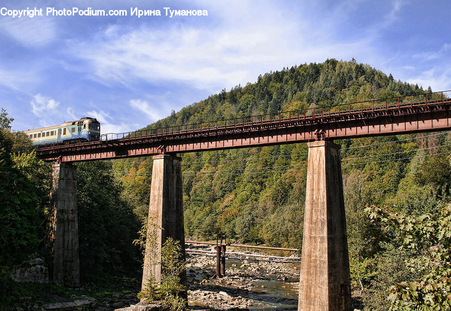Train, Vehicle, Patio, Pergola, Porch, Bridge, Viaduct