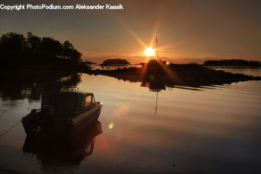 Boat, Watercraft, Dawn, Dusk, Sky, Sunrise, Sunset