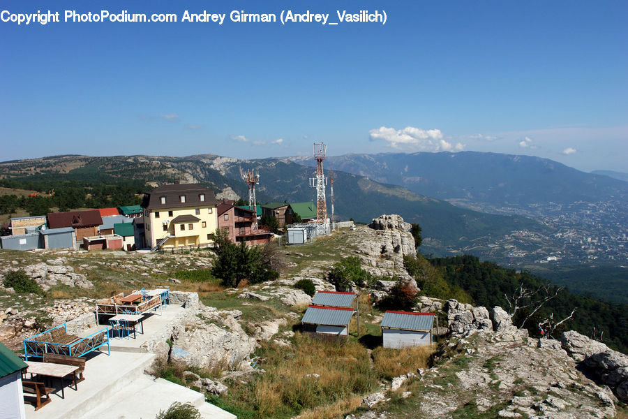 Aerial View, Crest, Mountain, Outdoors, Peak, Architecture, Housing