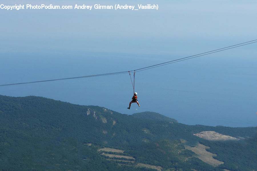Adventure, Bungee, Rope, Cable Car, Trolley, Vehicle, Flight