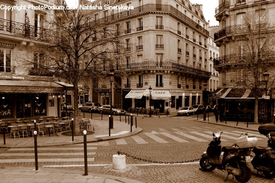 Motor, Motorcycle, Vehicle, Scooter, Road, Street, Town