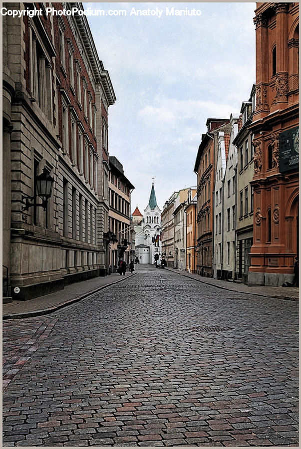 Cobblestone, Pavement, Walkway, Road, Street, Town, Bench