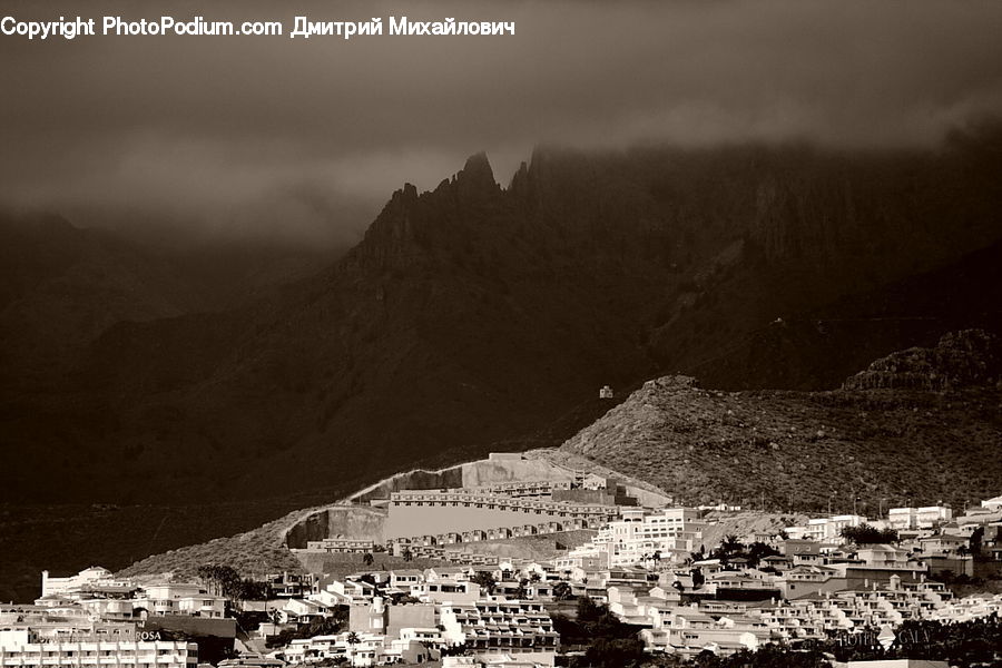 Alps, Crest, Mountain, Peak, Building, Downtown, Town