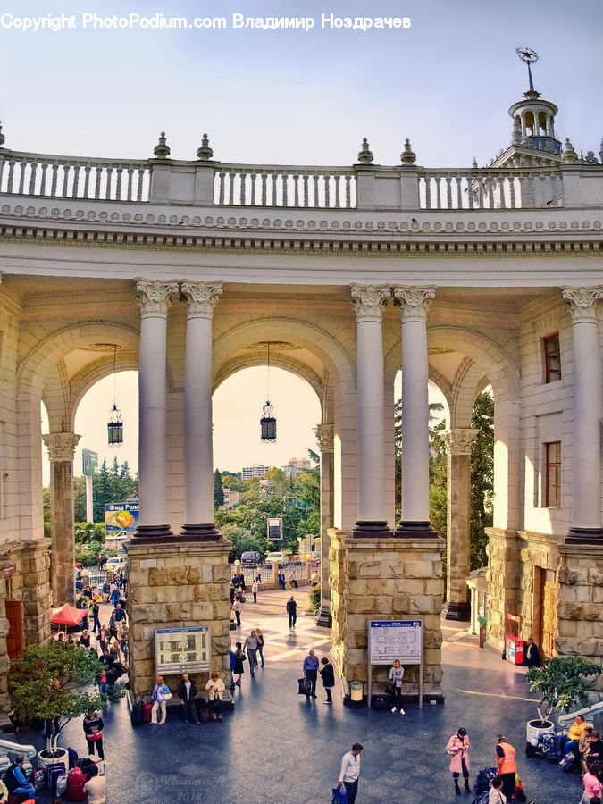 Arch, Architecture, Downtown, Plaza, Town Square, Column, Pillar