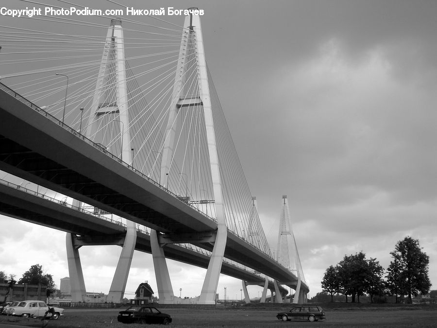 Bridge, City, Downtown, Urban, Intersection, Road, Architecture