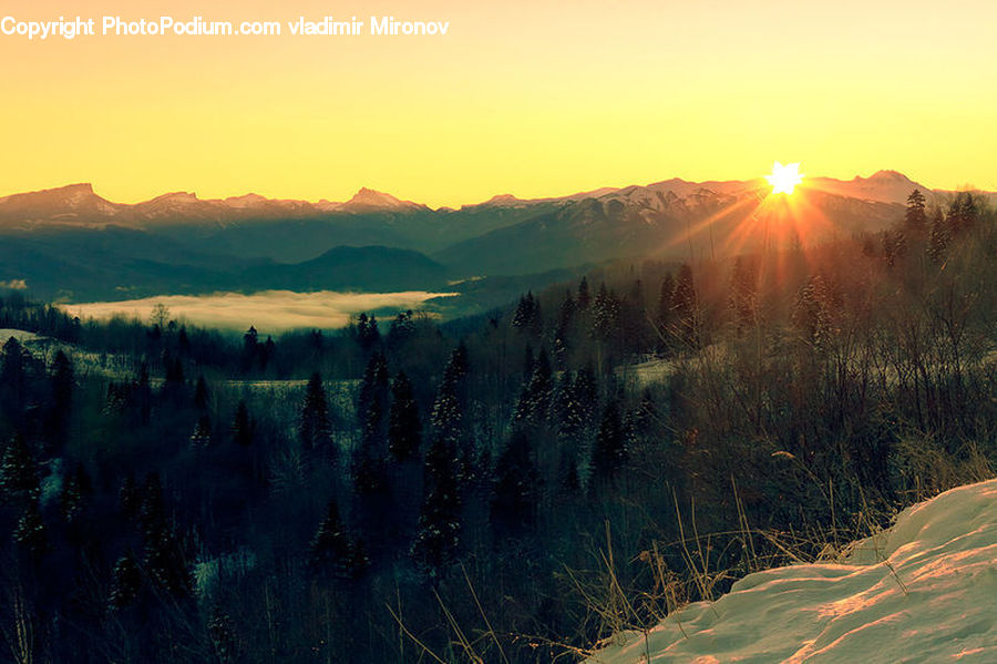 Dawn, Dusk, Sky, Sunrise, Sunset, Mountain, Mountain Range