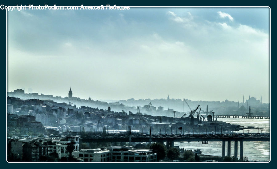Train, Vehicle, Factory, Refinery, Water, City, Downtown