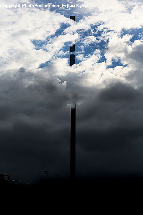 Lamp Post, Pole, Azure Sky, Cloud, Outdoors, Sky, Cumulus
