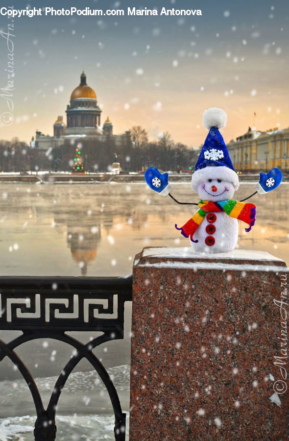 Teddy Bear, Toy, Architecture, Dome, Blizzard, Outdoors, Snow