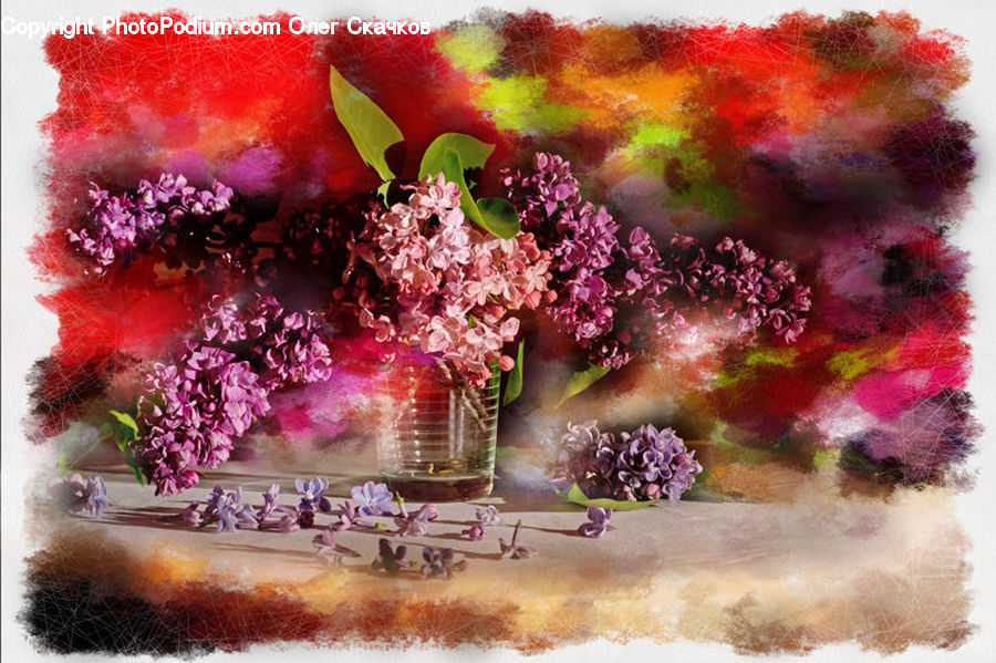 Plant, Potted Plant, Blossom, Flower, Lilac, Collage, Poster