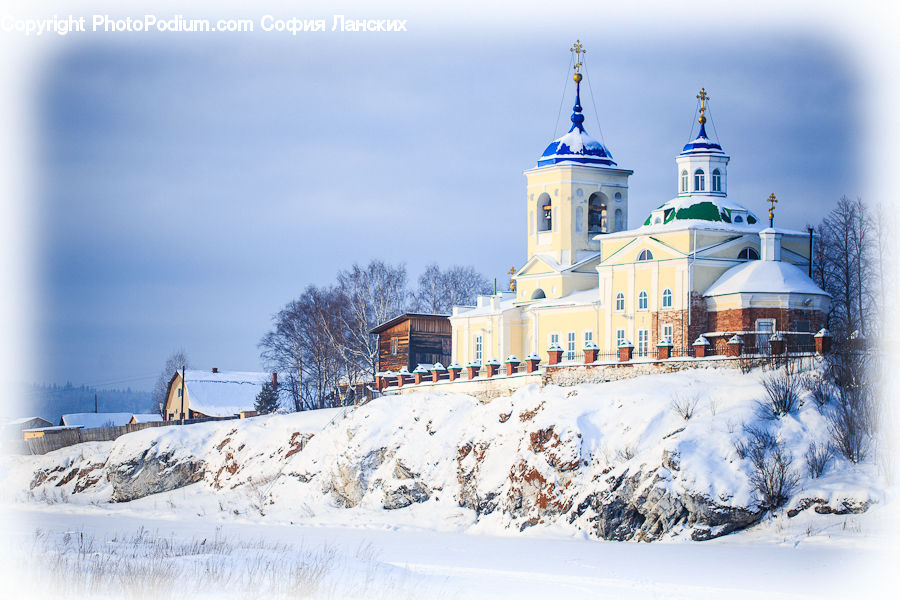 Architecture, Housing, Monastery, Blizzard, Outdoors, Snow, Weather