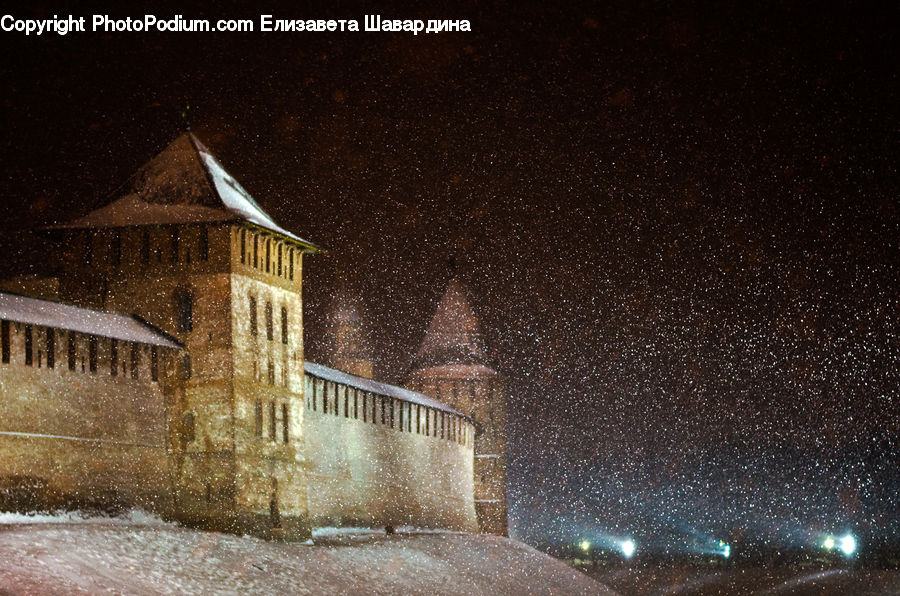 Architecture, Castle, Fort, Blizzard, Outdoors, Snow, Weather