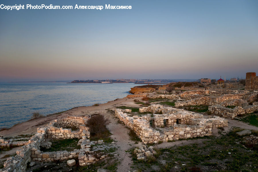 Coast, Outdoors, Sea, Water, Promontory, Ruins, Landscape