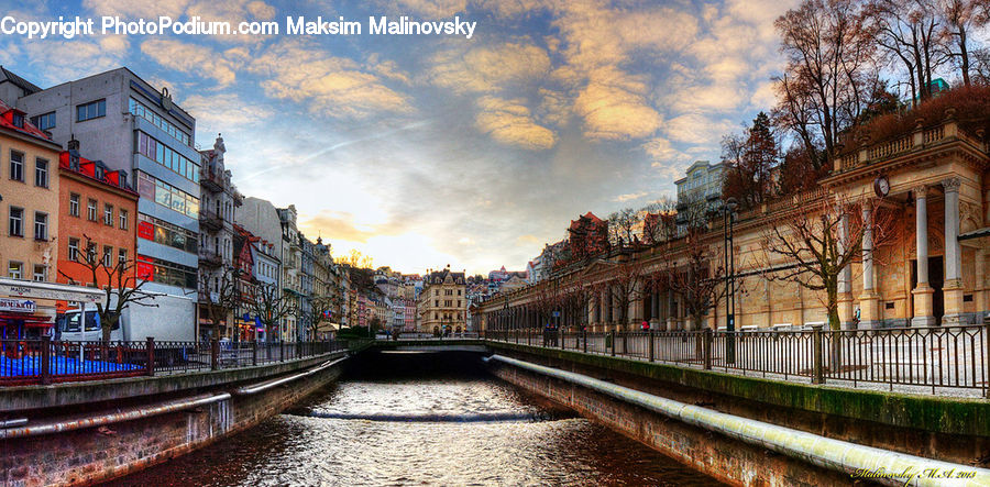 Terminal, Train Station, Canal, Outdoors, River, Water, Cobblestone