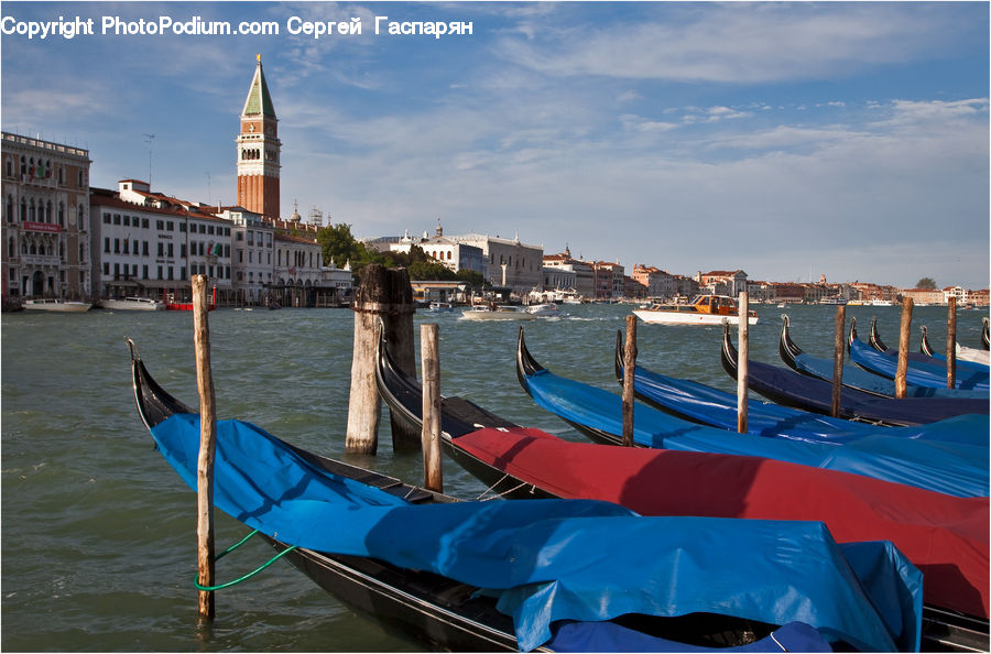 Boat, Gondola, Watercraft, Architecture, Bell Tower, Clock Tower, Tower