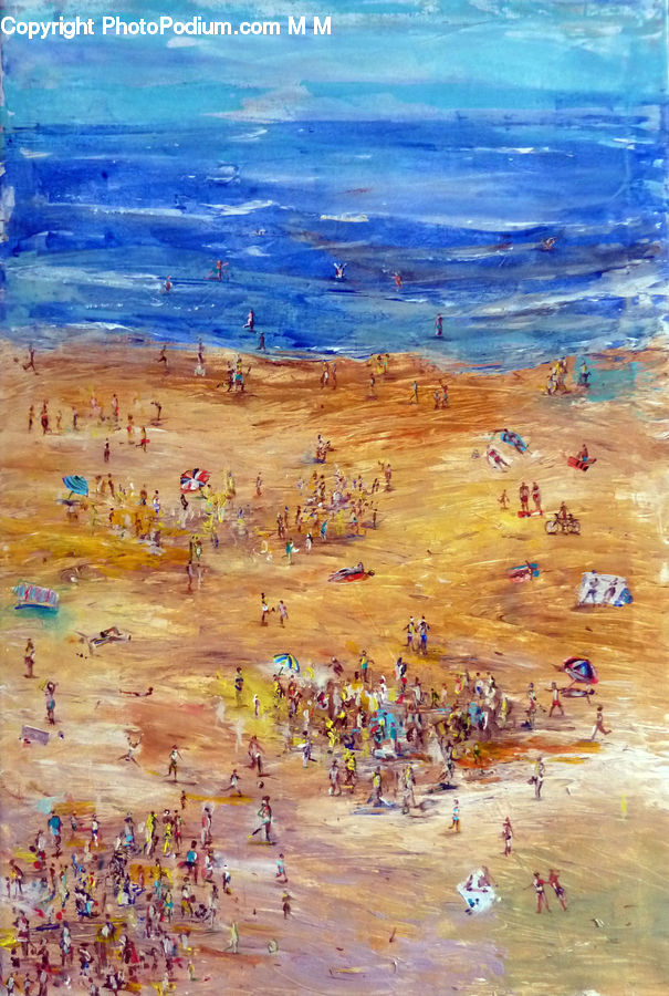 Art, Painting, Beach, Coast, Outdoors, Sea, Water