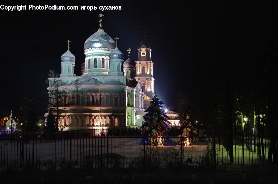 Architecture, Cathedral, Church, Worship, Dome, Night, Outdoors
