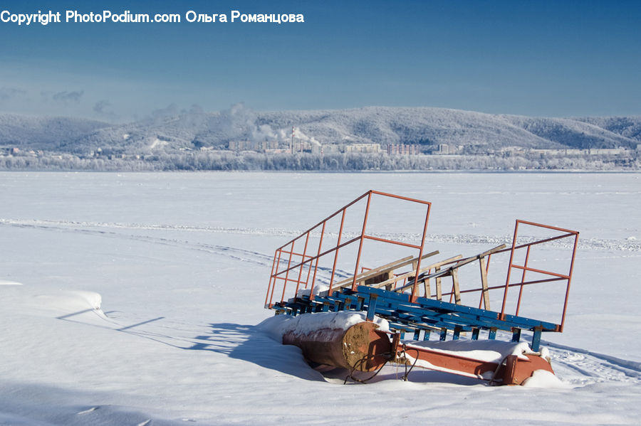 Bench, Ice, Outdoors, Snow, Leisure Activities