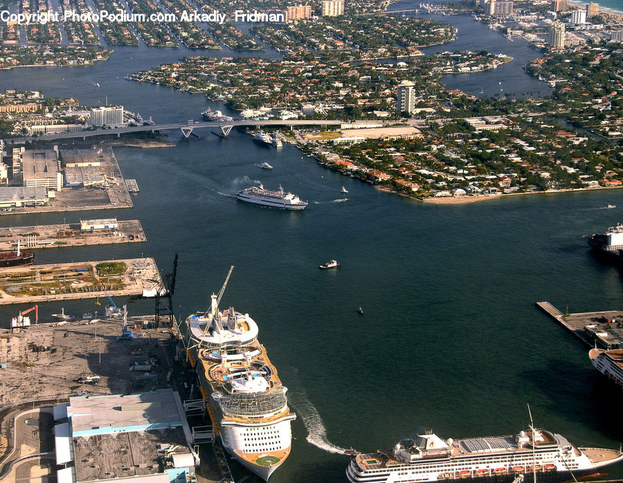 Cruise Ship, Ocean Liner, Ship, Vessel, Aerial View, Dock, Port