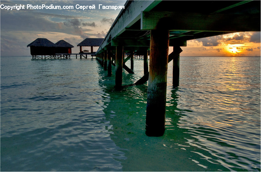 Dock, Pier, Dusk, Outdoors, Sky, Sunlight, Sunrise