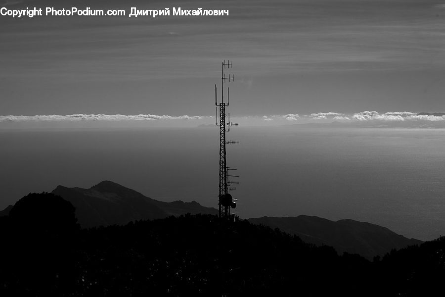 Antenna, Alps, Crest, Mountain, Peak, Silhouette, Outdoors