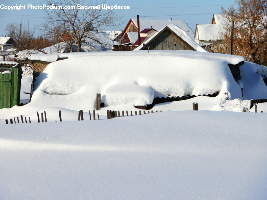 Ice, Outdoors, Snow, Building, Cottage, Housing, Landscape