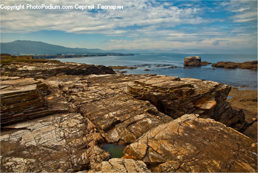 Rock, Coast, Outdoors, Sea, Water, Cliff, Beach