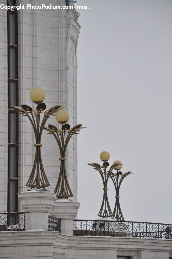 Lamp Post, Pole, Plant, Potted Plant, Art, Sculpture, Statue