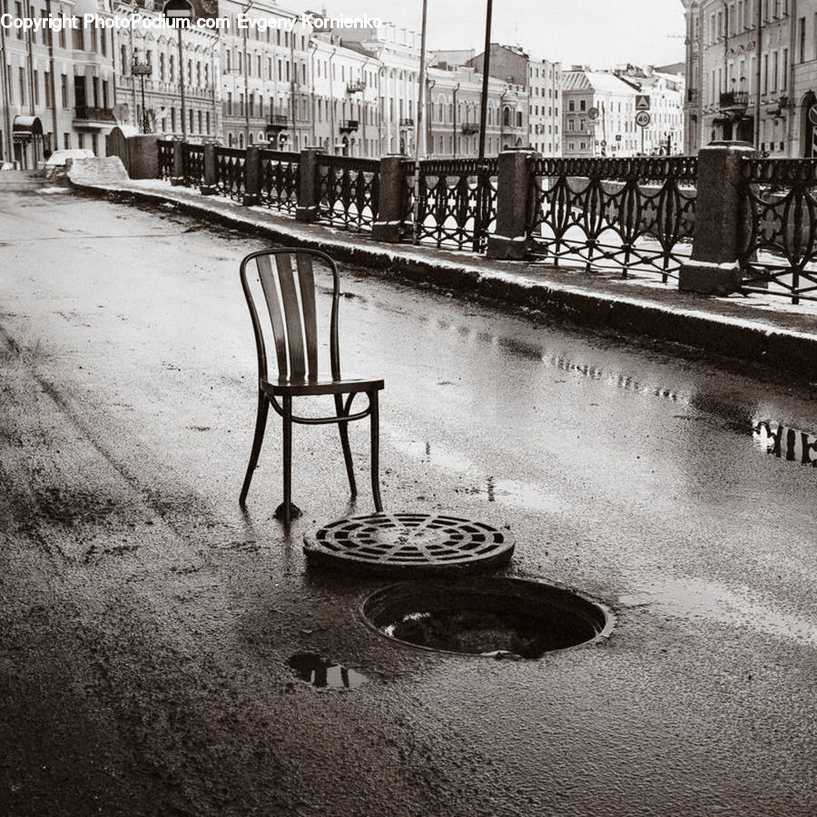 Chair, Furniture, Drain, Sewer, Canal, Outdoors, River