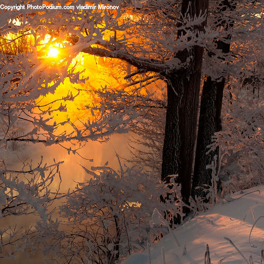 Ice, Outdoors, Snow, Dawn, Dusk, Sky, Sunrise