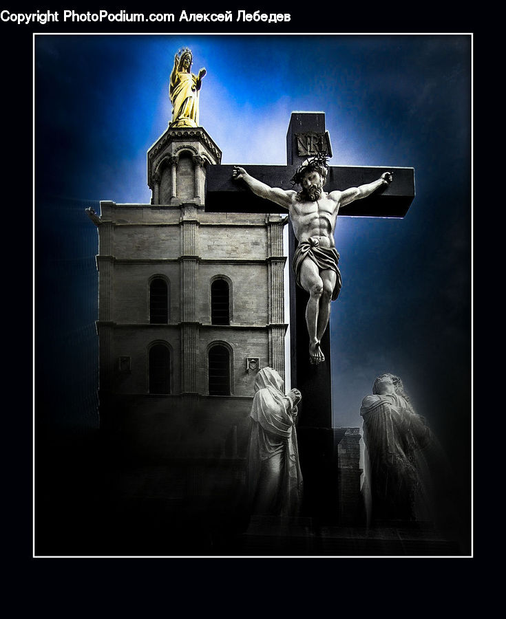 Cross, Crucifix, Architecture, Cathedral, Church, Worship, Art