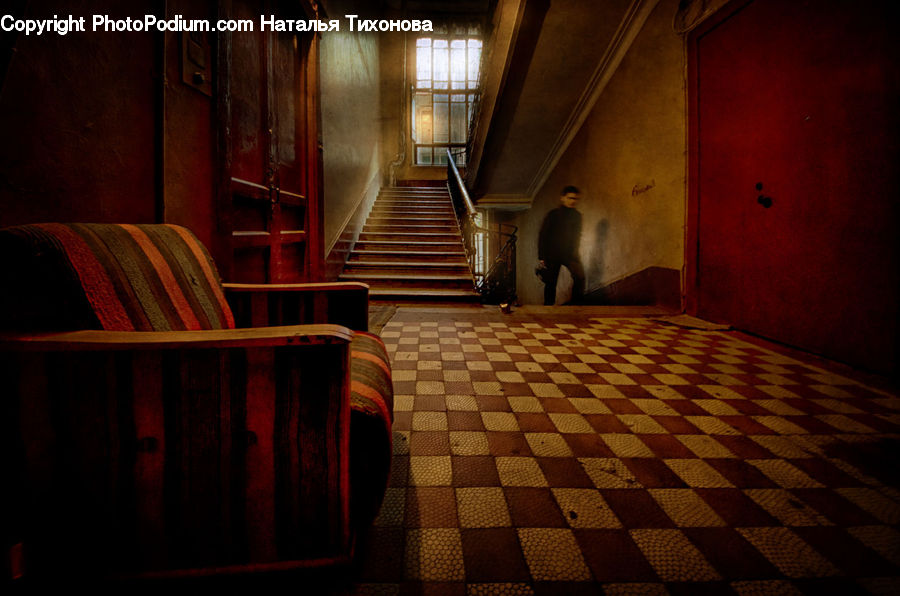 Banister, Handrail, Staircase, Chair, Furniture, Corridor, Couch