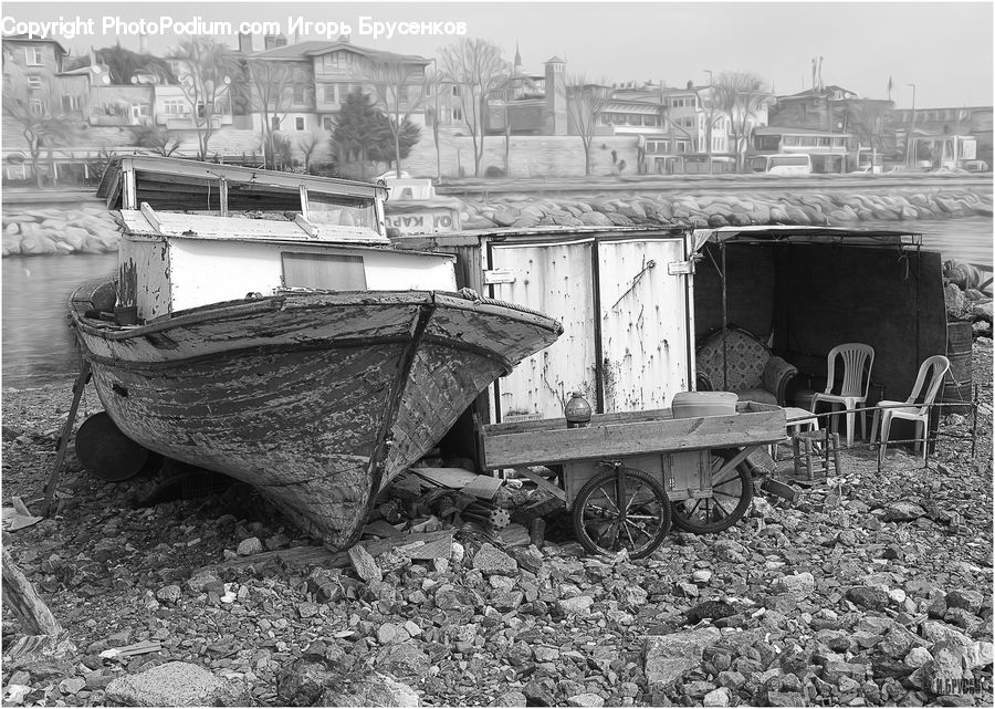 Barrow, Vehicle, Wheelbarrow, Chair, Furniture, Drawing, Sketch