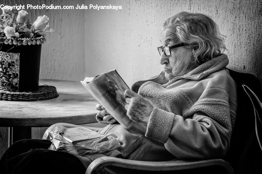 Human, People, Person, Reading, Table, Tabletop, Portrait