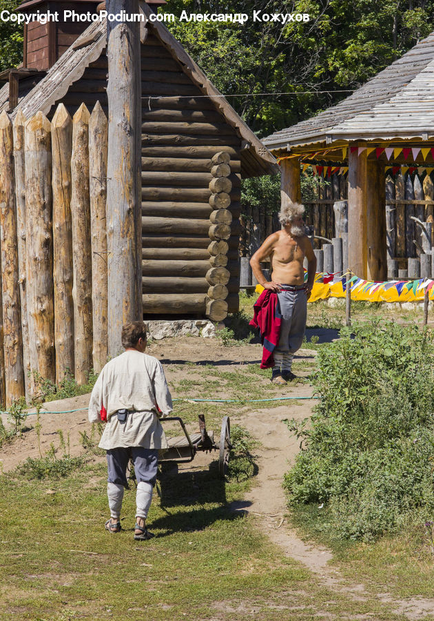 Human, People, Person, Building, Hut, Log Cabin, Shack