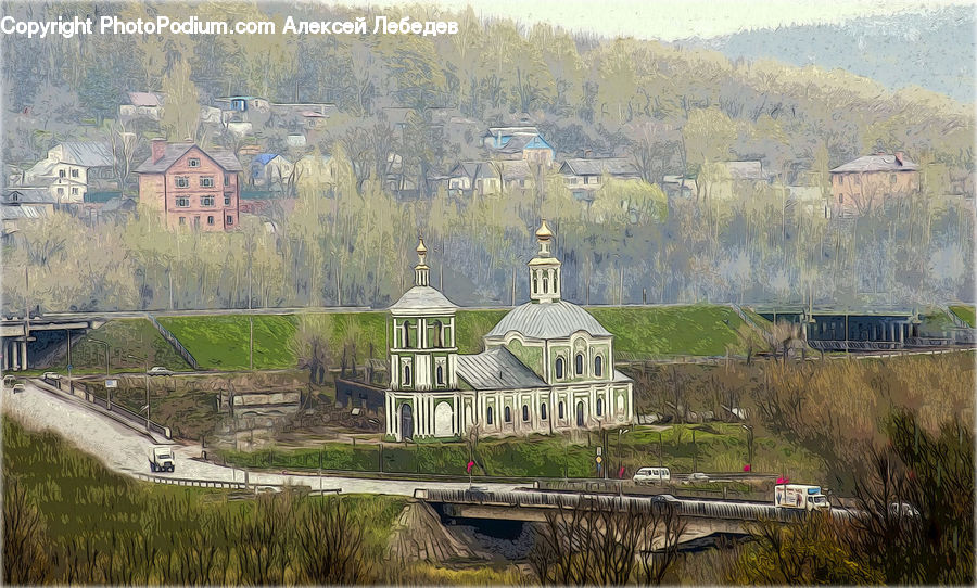 Train, Vehicle, Aerial View, Architecture, Cathedral, Church, Worship
