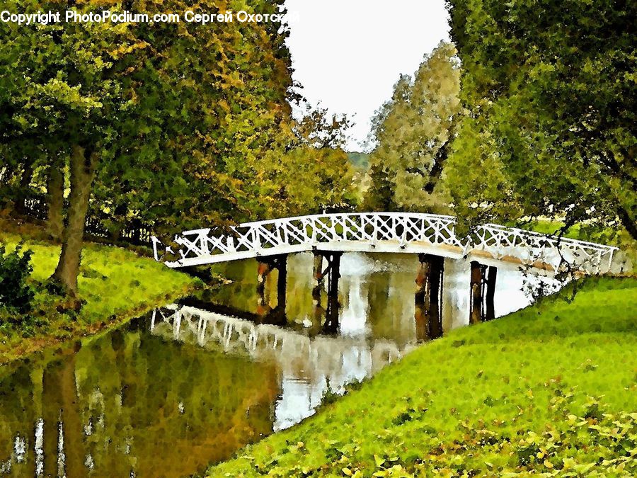 Bridge, Railing, Canal, Outdoors, River, Water, Landscape