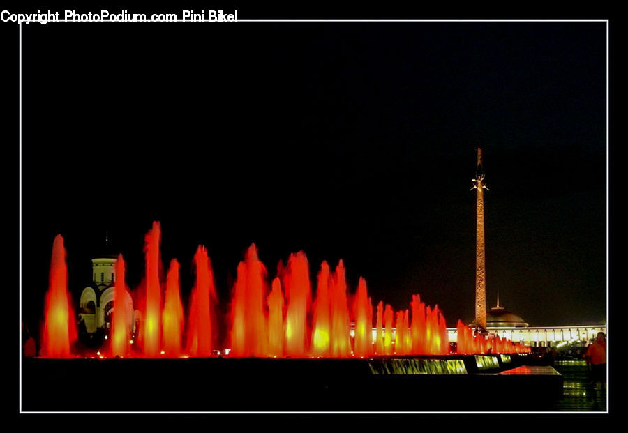 Candle, Fountain, Water, Architecture, Convention Center, Fire, LED