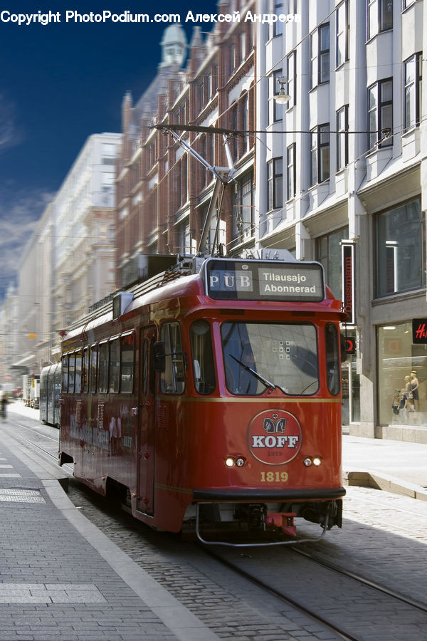 Rail, Streetcar, Tram, Trolley, Vehicle, Cable Car, Building