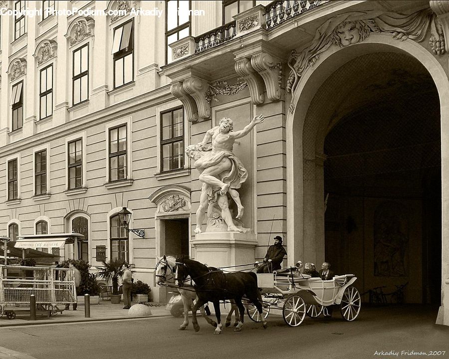 People, Person, Human, Carriage, Horse Cart, Vehicle, Animal