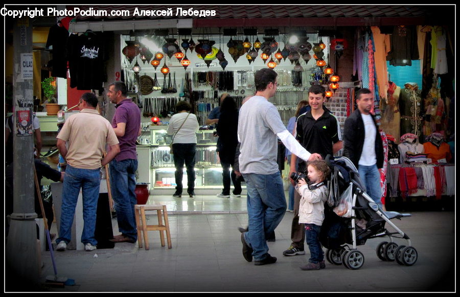 Human, People, Person, Stroller, Plywood, Wood, Newsstand