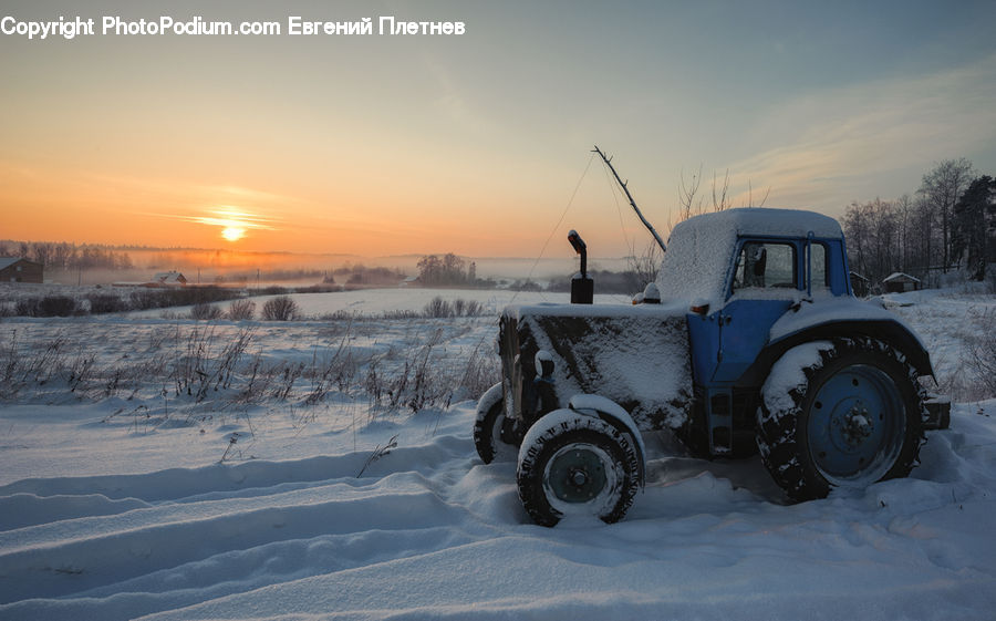 Ice, Outdoors, Snow, Tractor, Vehicle, Car, Jeep