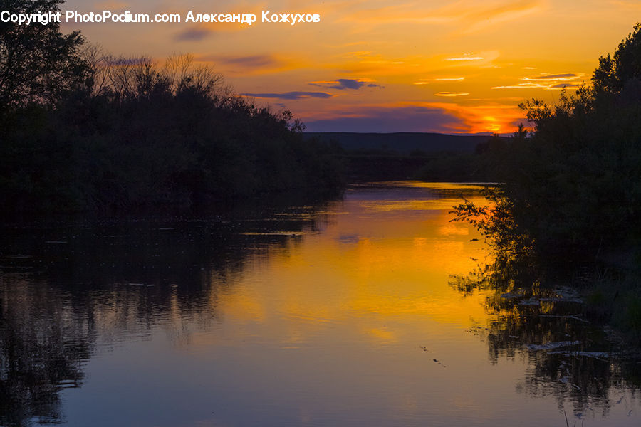 Dawn, Dusk, Red Sky, Sky, Sunrise, Sunset, Lake