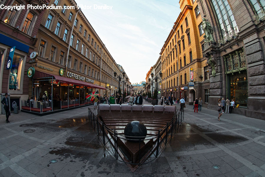 Chair, Furniture, Downtown, Neighborhood, Town, Road, Street