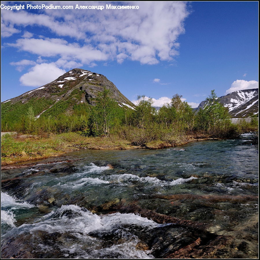 Crest, Mountain, Outdoors, Peak, River, Water, Nature
